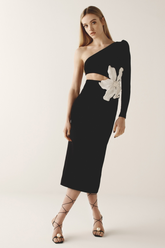 Angelica One-Shoulder Flower Appliqué Dress | Dress In Beauty